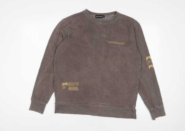 PRETTYLITTLETHING Womens Brown Cotton Pullover Sweatshirt Size S Pullover