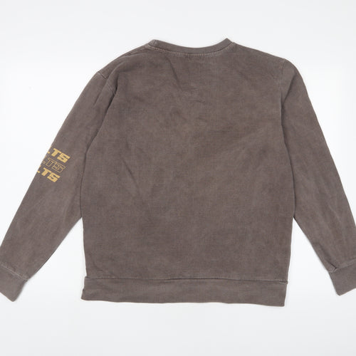 PRETTYLITTLETHING Womens Brown Cotton Pullover Sweatshirt Size S Pullover