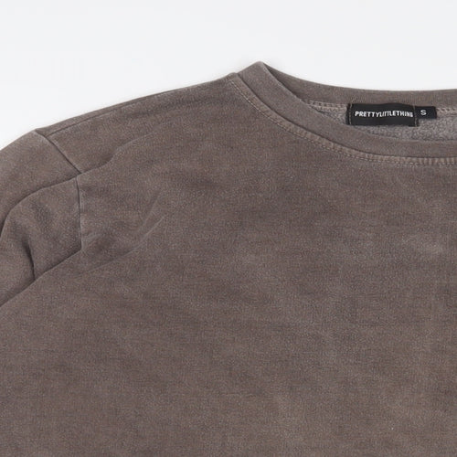 PRETTYLITTLETHING Womens Brown Cotton Pullover Sweatshirt Size S Pullover