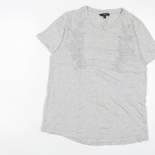 NEXT Womens Grey Fair Isle Cotton Basic T-Shirt Size 16 Collared - Embroidered