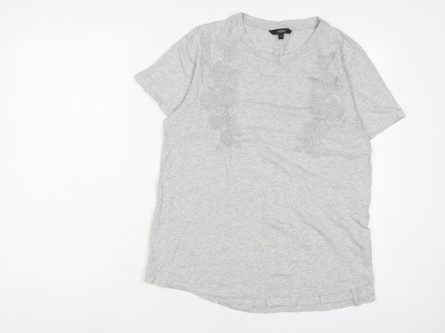 NEXT Womens Grey Fair Isle Cotton Basic T-Shirt Size 16 Collared - Embroidered