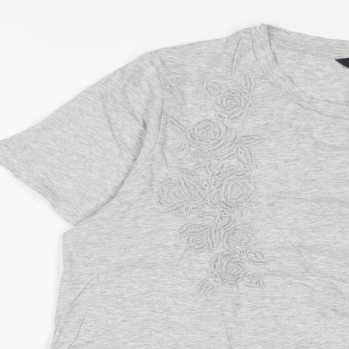 NEXT Womens Grey Fair Isle Cotton Basic T-Shirt Size 16 Collared - Embroidered