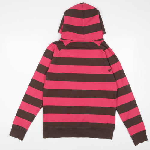 Animal Womens Pink Striped Cotton Pullover Hoodie Size 12 Pullover - Logo, Embroidered