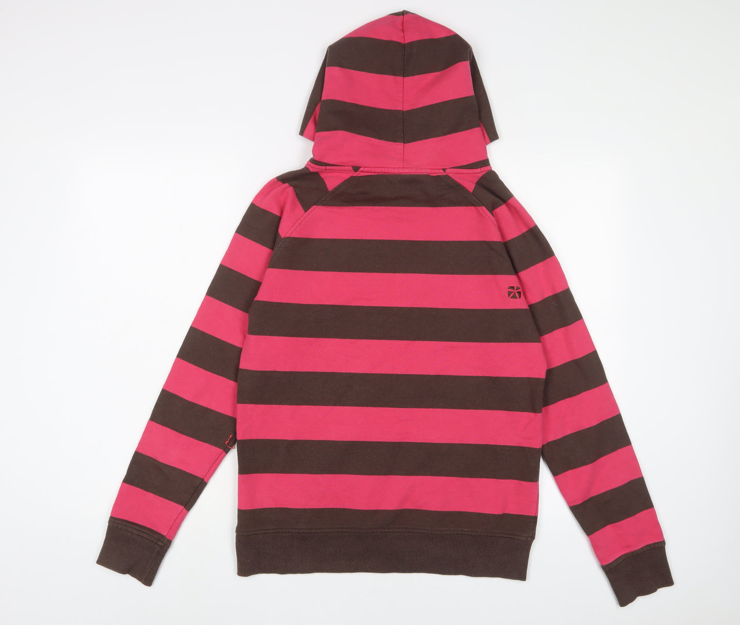 Animal Womens Pink Striped Cotton Pullover Hoodie Size 12 Pullover - Logo, Embroidered