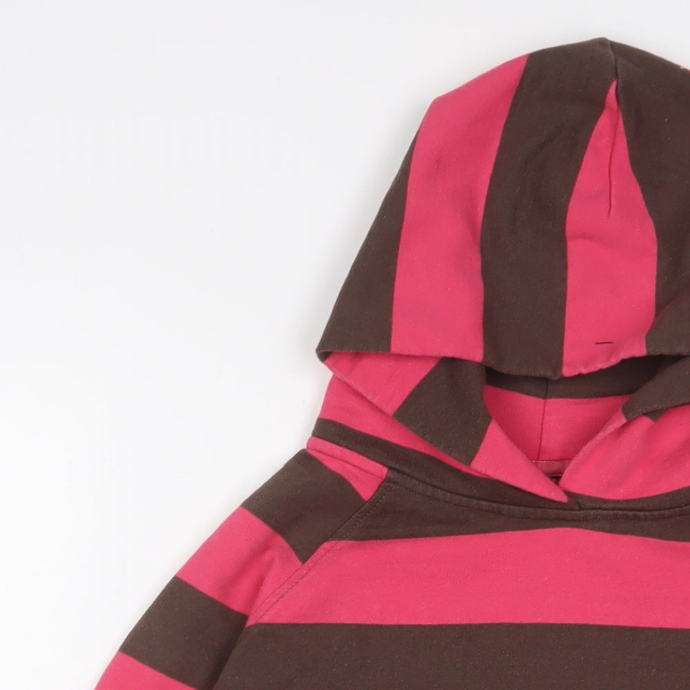 Animal Womens Pink Striped Cotton Pullover Hoodie Size 12 Pullover - Logo, Embroidered