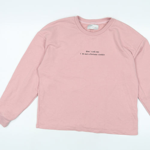 Pull&Bear Womens Pink Cotton Pullover Sweatshirt Size M Pullover