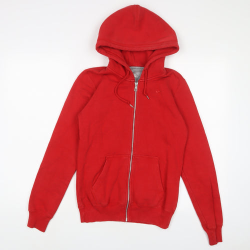 Nike Womens Red Cotton Full Zip Hoodie Size S Zip