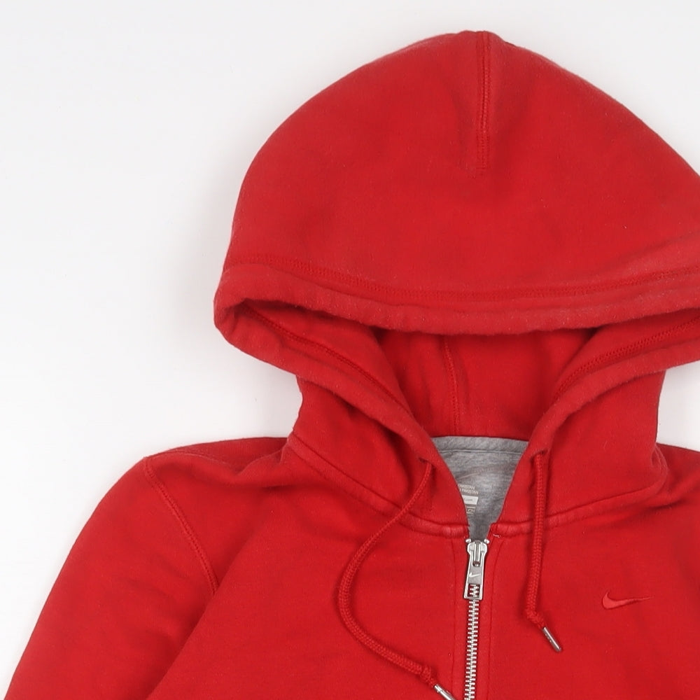Nike Womens Red Cotton Full Zip Hoodie Size S Zip