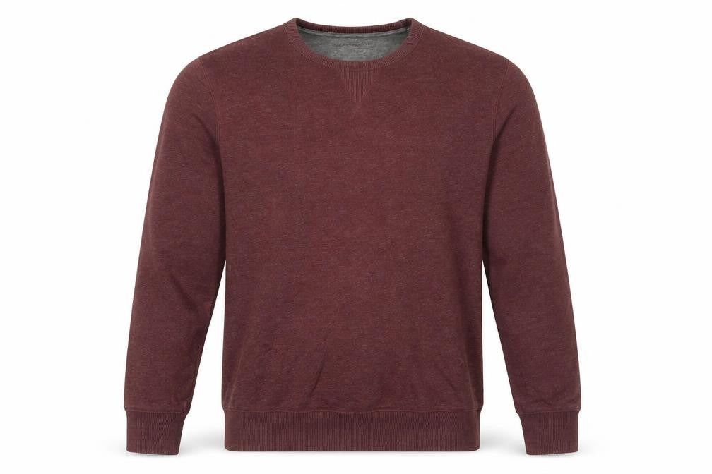 Front view of Marks & Spencer men’s red cotton pullover sweatshirt, size M
