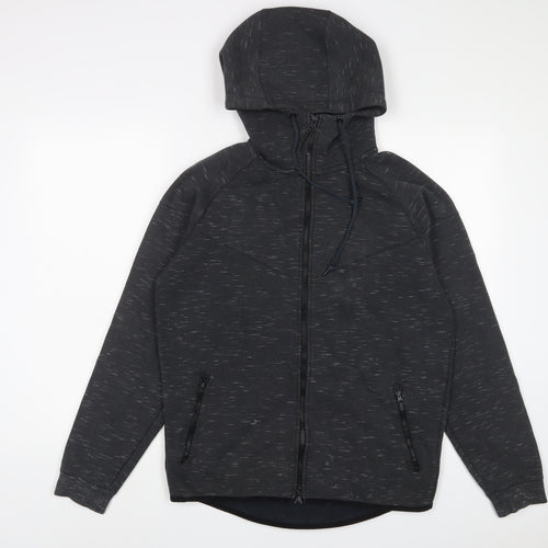 Nike Mens Grey Cotton Full Zip Hoodie Size M - Zip Pockets