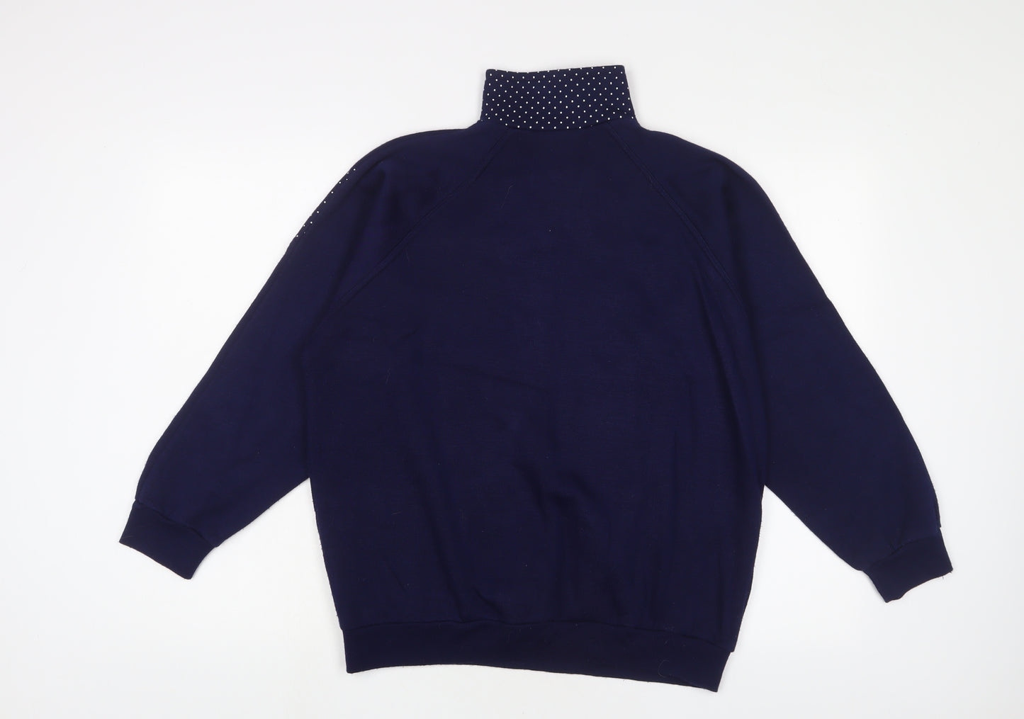 le charlade Womens Blue Floral Acrylic Pullover Sweatshirt Size M Zip