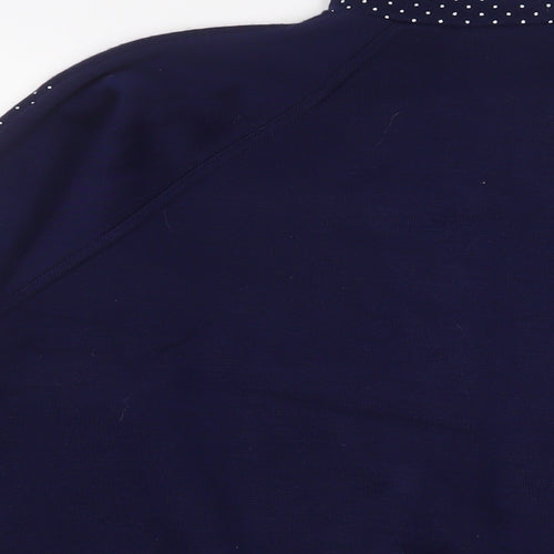 le charlade Womens Blue Floral Acrylic Pullover Sweatshirt Size M Zip