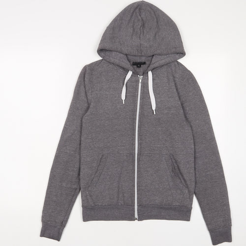 Topshop Womens Grey Cotton Full Zip Hoodie Size 6 Zip