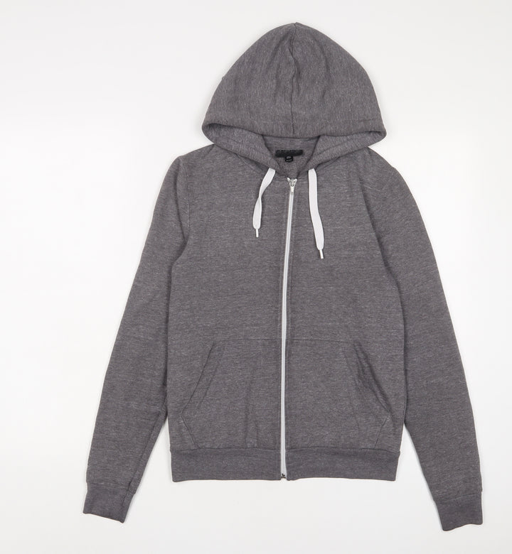 Topshop Womens Grey Cotton Full Zip Hoodie Size 6 Zip