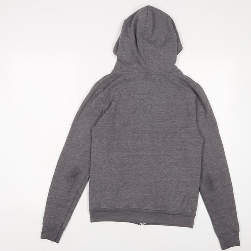 Topshop Womens Grey Cotton Full Zip Hoodie Size 6 Zip