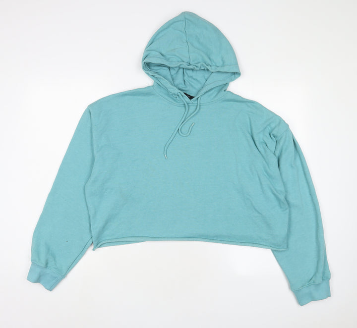 New Look Womens Blue Cotton Pullover Hoodie Size L Pullover