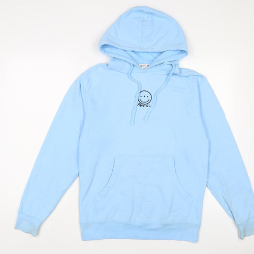Awful Womens Blue Cotton Pullover Hoodie Size S Pullover - Embroidered