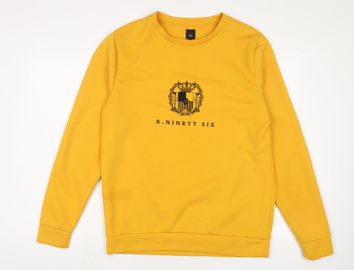 River Island Mens Yellow Cotton Pullover Sweatshirt Size L