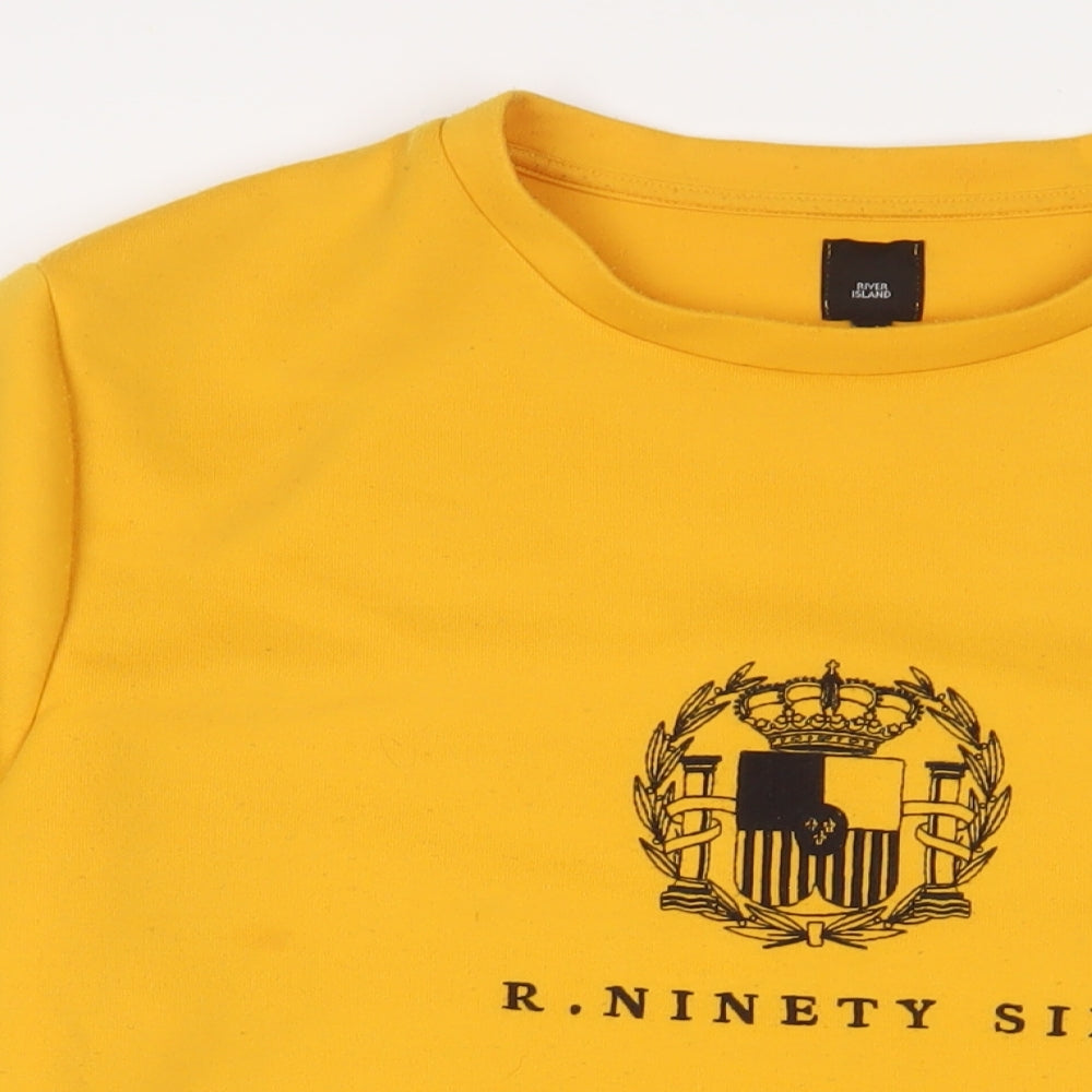 River Island Mens Yellow Cotton Pullover Sweatshirt Size L
