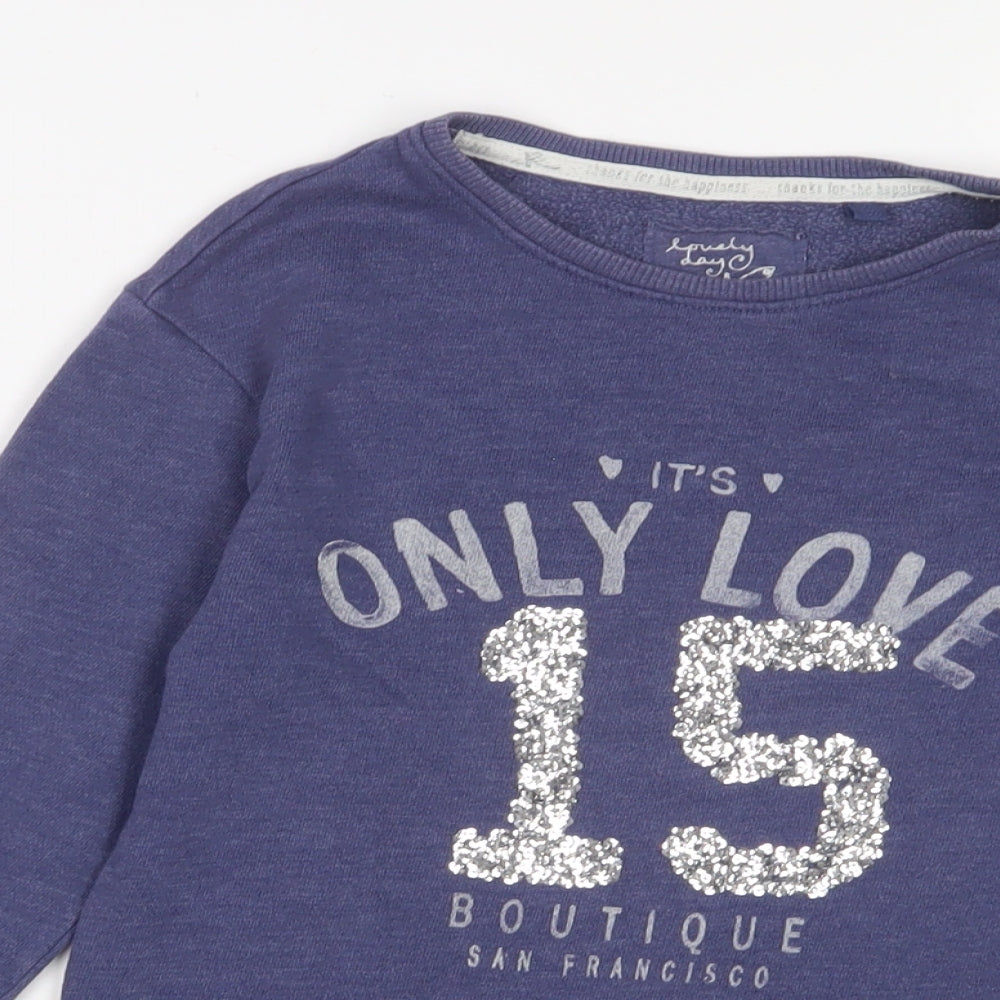 NEXT Girls Purple Cotton Pullover Sweatshirt Size 8 Years Pullover