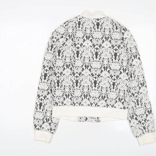 osley Womens White Cotton Full Zip Sweatshirt Size 10 Zip