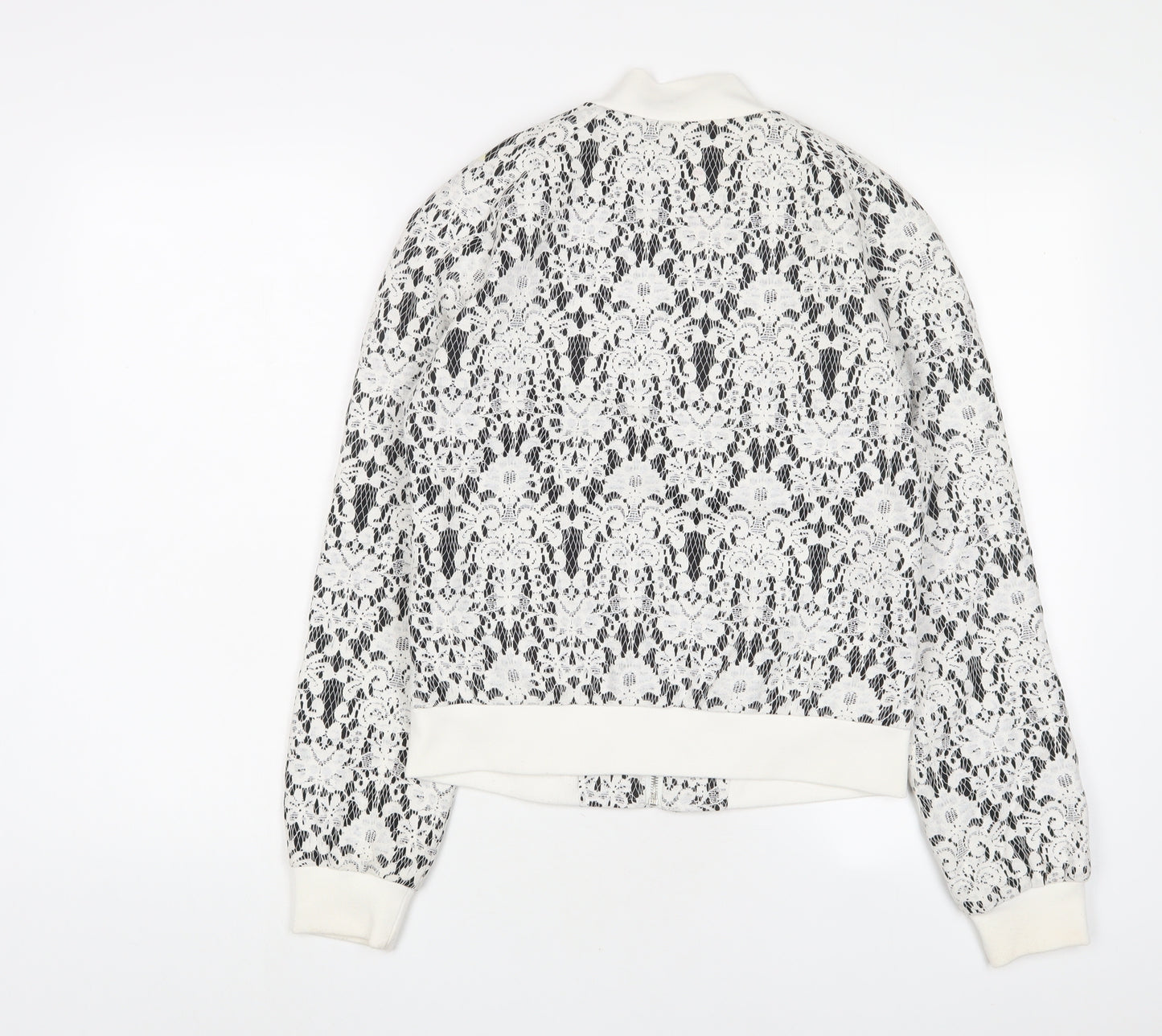 osley Womens White Cotton Full Zip Sweatshirt Size 10 Zip
