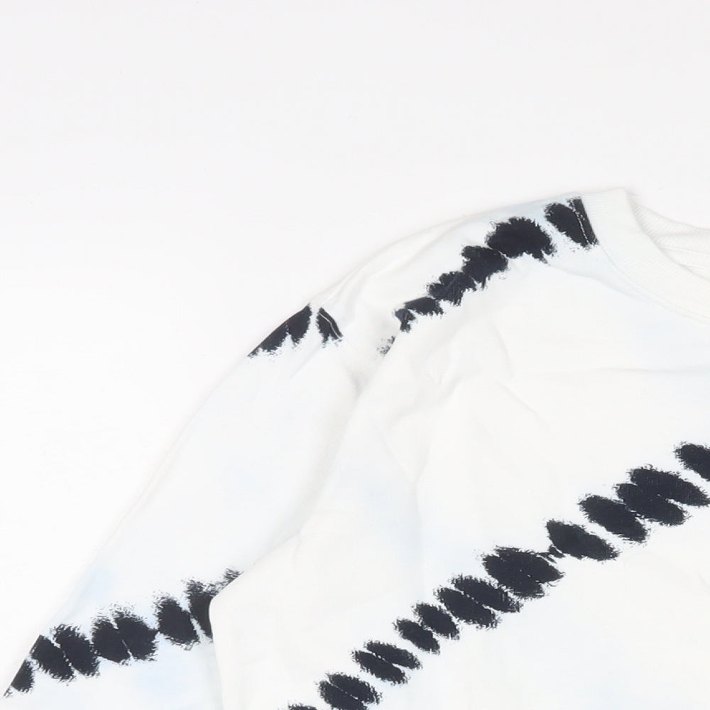 Marks and Spencer Womens White Geometric Cotton Pullover Sweatshirt Size XS Pullover