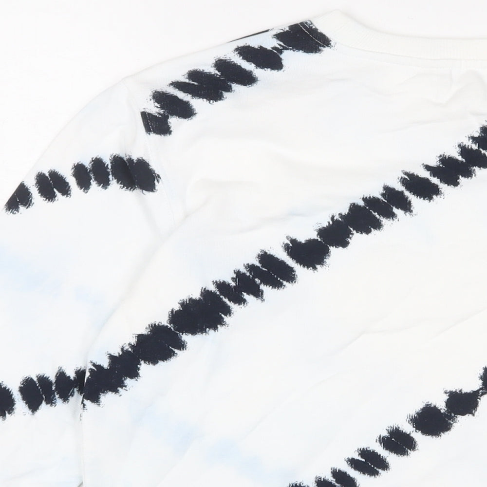 Marks and Spencer Womens White Geometric Cotton Pullover Sweatshirt Size XS Pullover