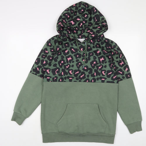 NEXT Womens Green Animal Print Cotton Pullover Hoodie Size S Pullover