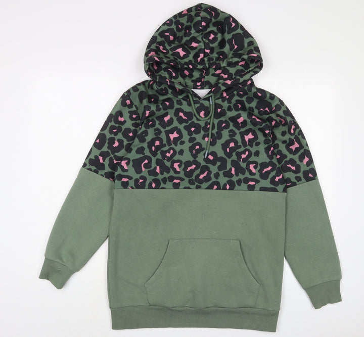 NEXT Womens Green Animal Print Cotton Pullover Hoodie Size S Pullover