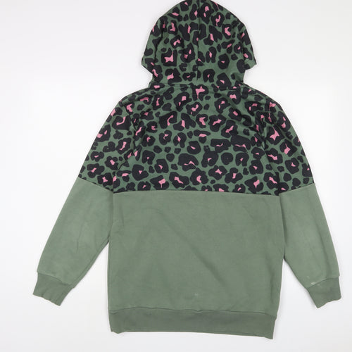 NEXT Womens Green Animal Print Cotton Pullover Hoodie Size S Pullover