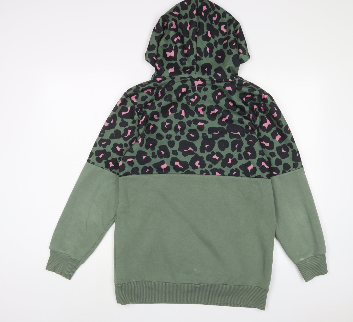 NEXT Womens Green Animal Print Cotton Pullover Hoodie Size S Pullover
