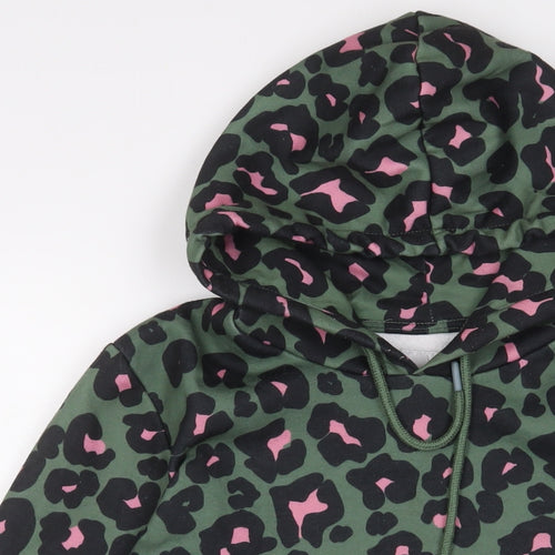 NEXT Womens Green Animal Print Cotton Pullover Hoodie Size S Pullover