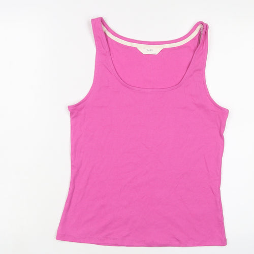 Marks and Spencer Womens Pink Cotton Basic Tank Size M Scoop Neck
