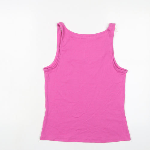 Marks and Spencer Womens Pink Cotton Basic Tank Size M Scoop Neck