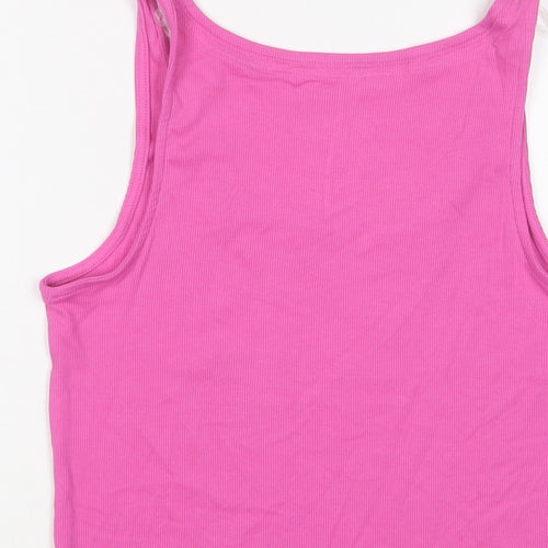 Marks and Spencer Womens Pink Cotton Basic Tank Size M Scoop Neck