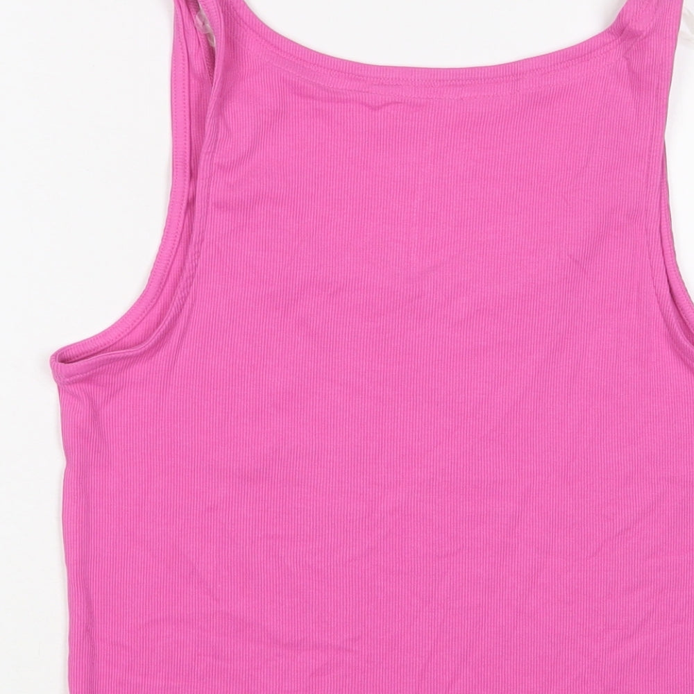 Marks and Spencer Womens Pink Cotton Basic Tank Size M Scoop Neck