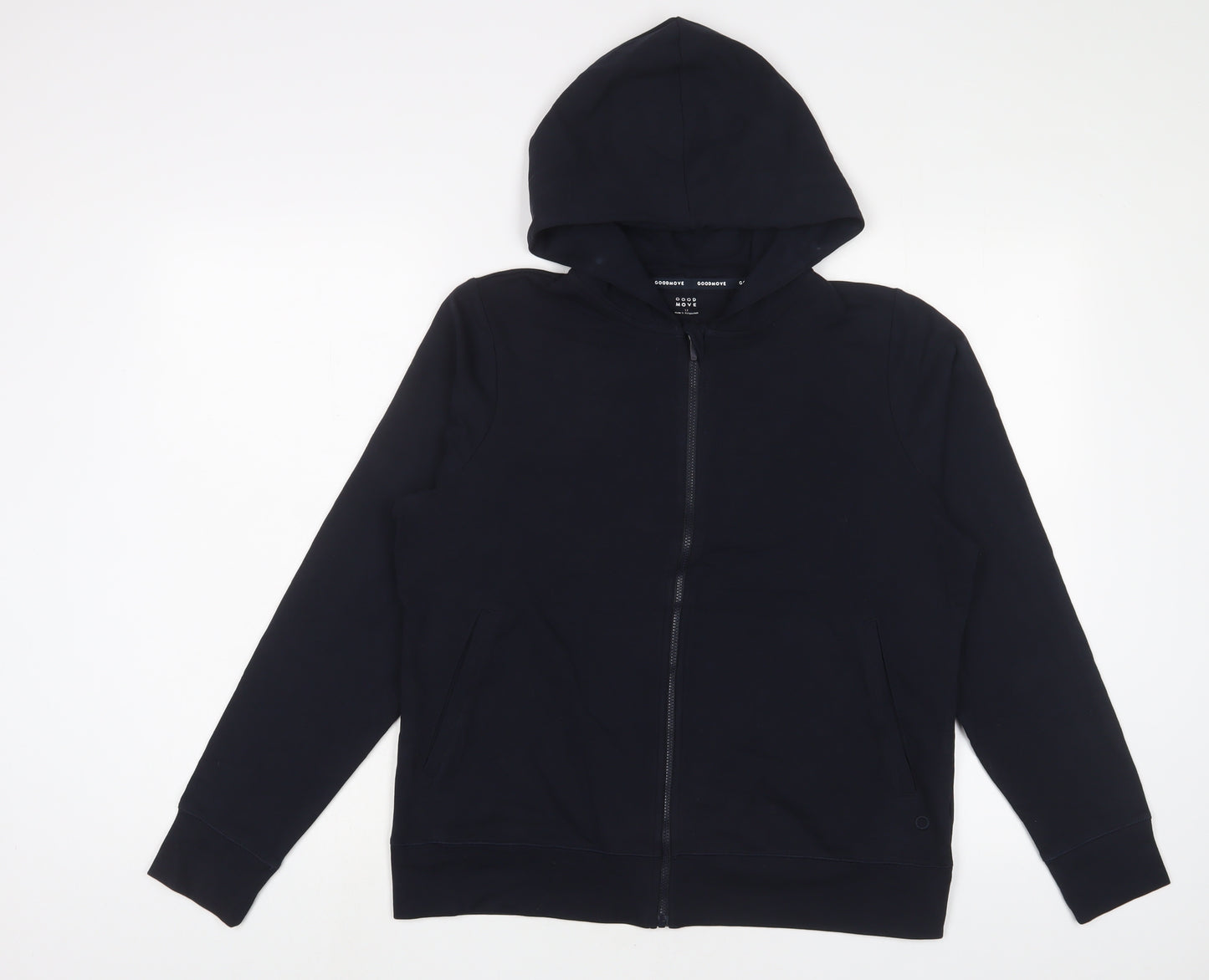 GOODMOVE Womens Blue Cotton Full Zip Hoodie Size 12 Zip