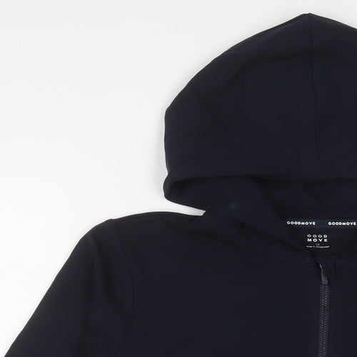 GOODMOVE Womens Blue Cotton Full Zip Hoodie Size 12 Zip