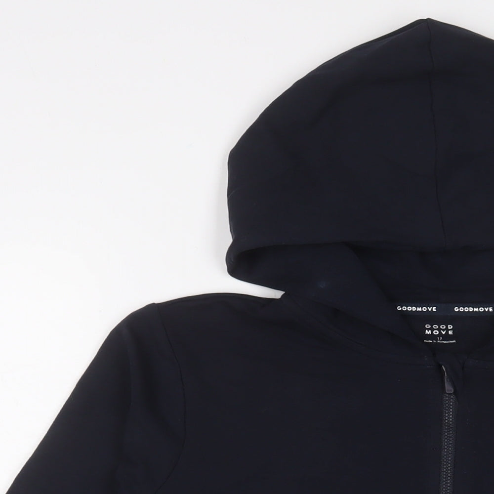 GOODMOVE Womens Blue Cotton Full Zip Hoodie Size 12 Zip
