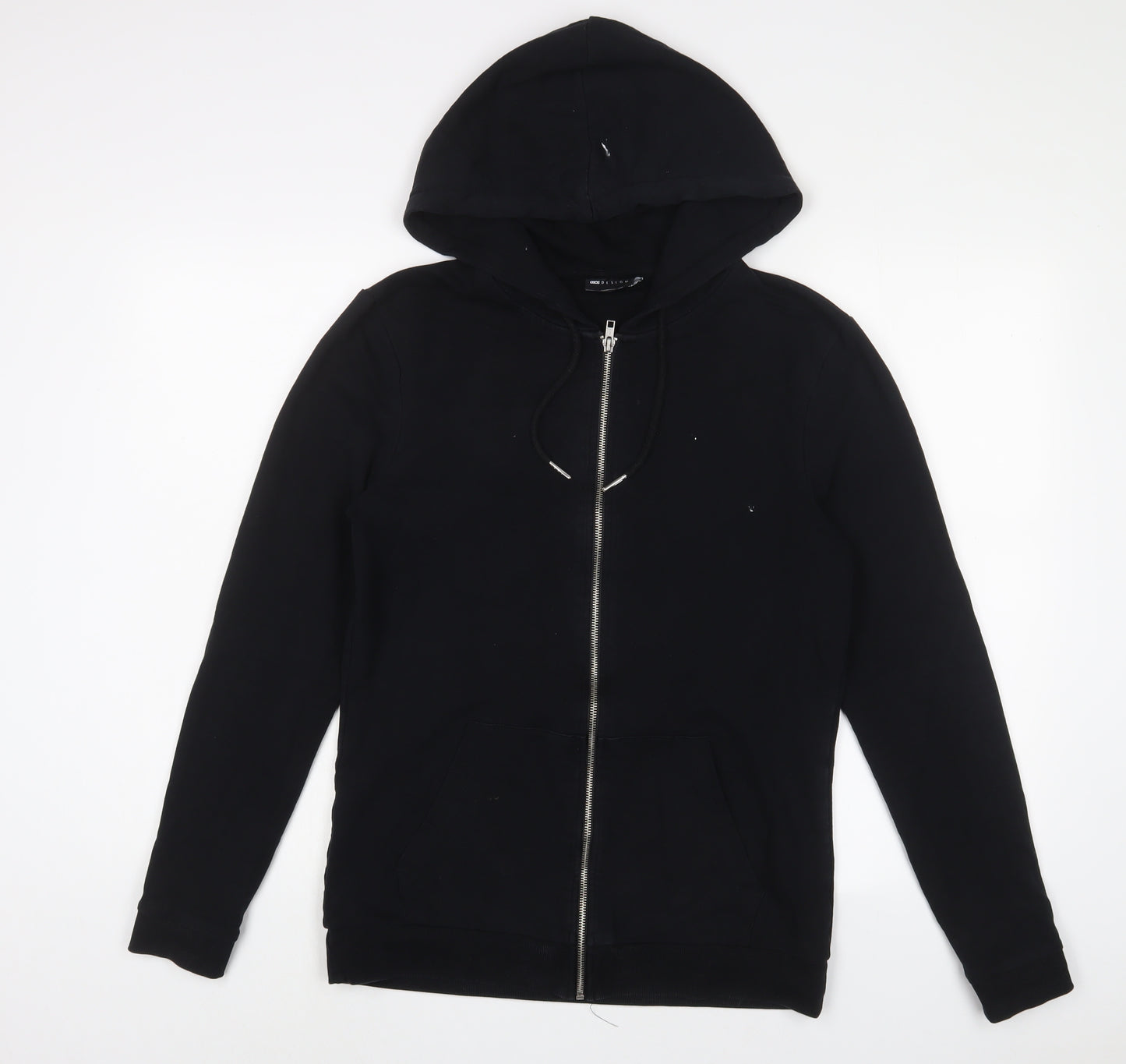 ASOS Womens Black Cotton Full Zip Hoodie Size M Zip