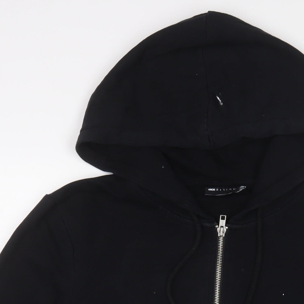 ASOS Womens Black Cotton Full Zip Hoodie Size M Zip