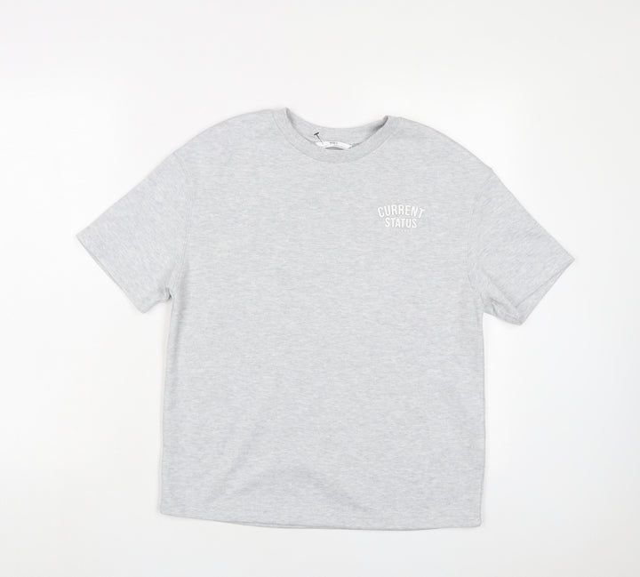 Marks and Spencer Boys Grey Cotton Basic T-Shirt Size 9-10 Years Crew Neck Pullover