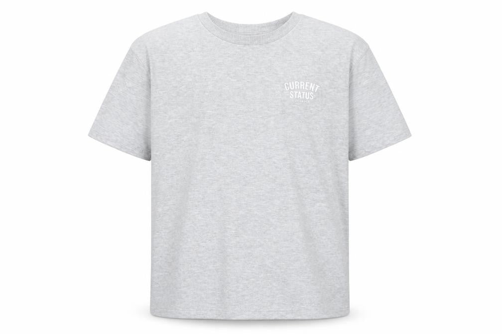 Front view of Marks & Spencer boys’ grey cotton basic t-shirt, size 9-10, years crew neck pullover
