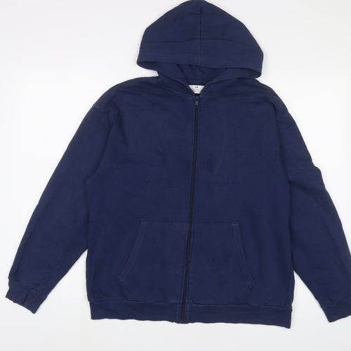 H&M Boys Blue Cotton Full Zip Hoodie Size 12 Years Zip - 12-14 Years