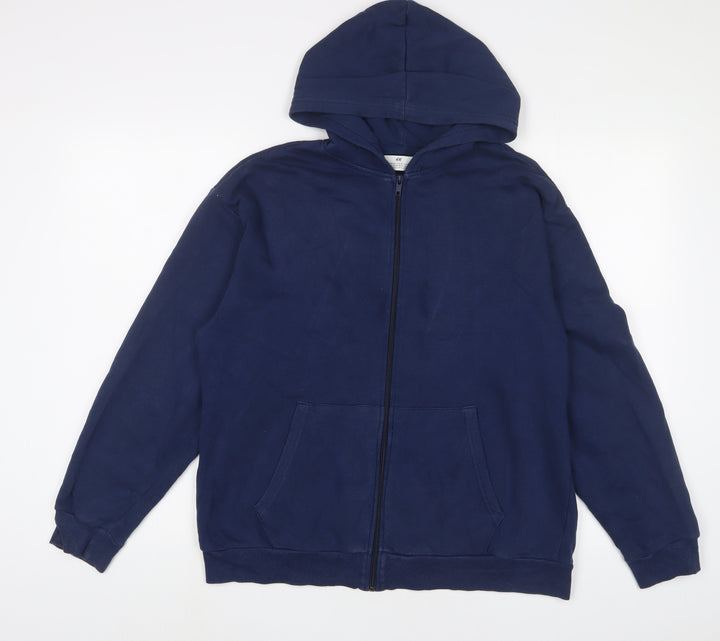 H&M Boys Blue Cotton Full Zip Hoodie Size 12 Years Zip - 12-14 Years
