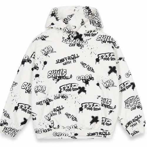 Marks and Spencer Girls White Geometric Cotton Pullover Hoodie Size 11-12 Years Pullover