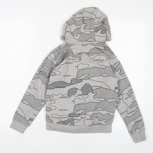 Firetrap Boys Grey Geometric Cotton Pullover Hoodie Size 11-12 Years Pullover