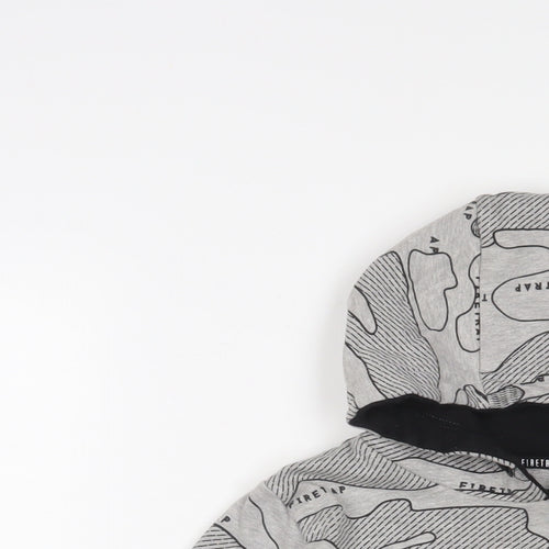 Firetrap Boys Grey Geometric Cotton Pullover Hoodie Size 11-12 Years Pullover