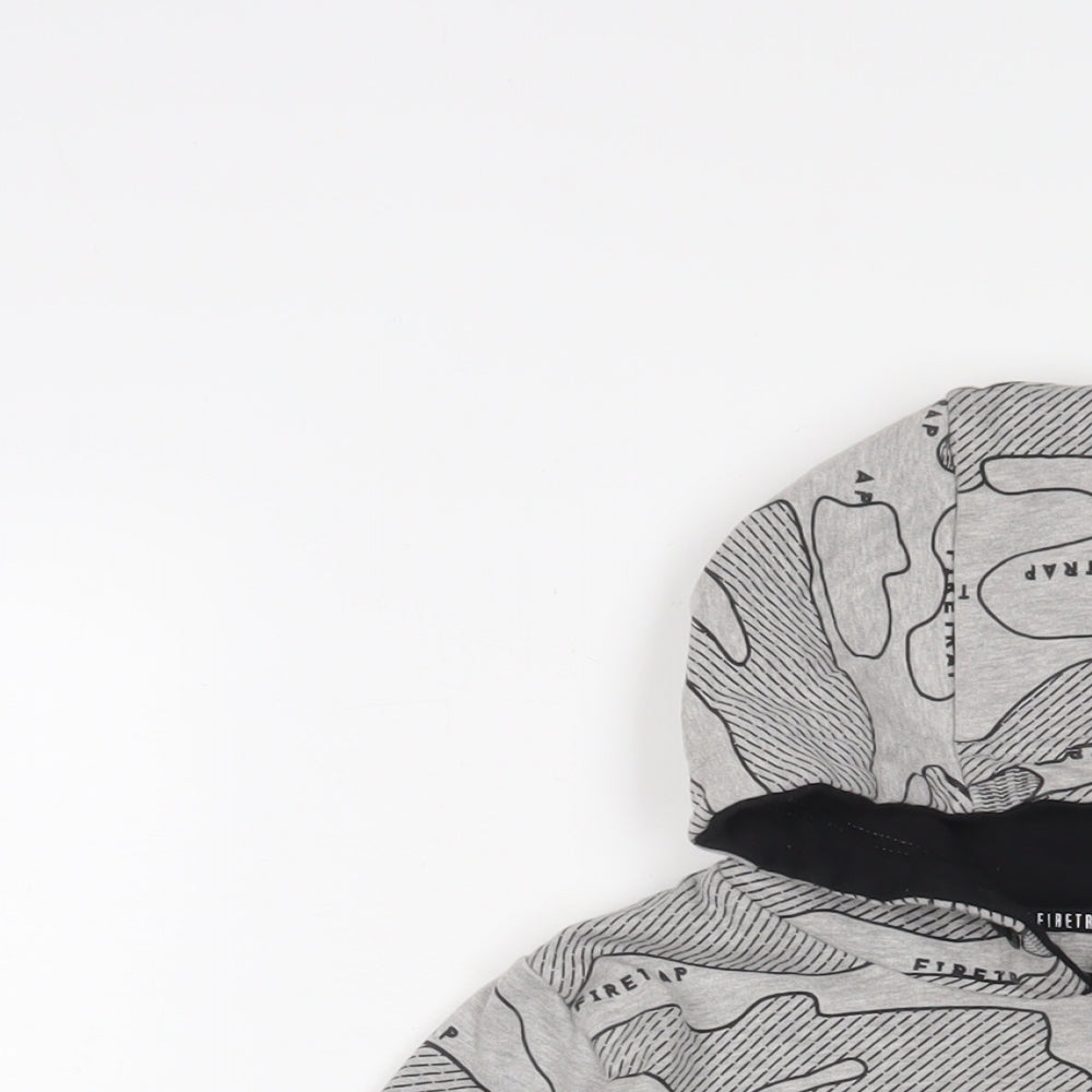 Firetrap Boys Grey Geometric Cotton Pullover Hoodie Size 11-12 Years Pullover